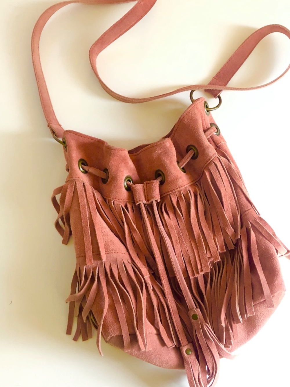 NWOT Fringed Boho Suede Fringed CrossBody Bag